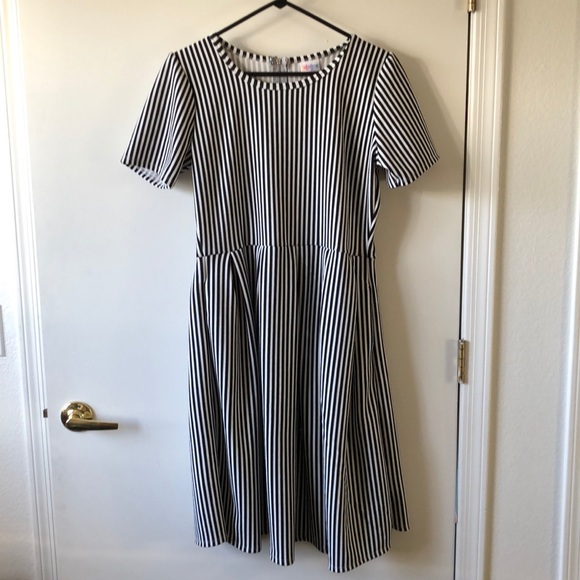 LuLaRoe Dresses & Skirts - Lularoe Striped Dress XL black/white gently used